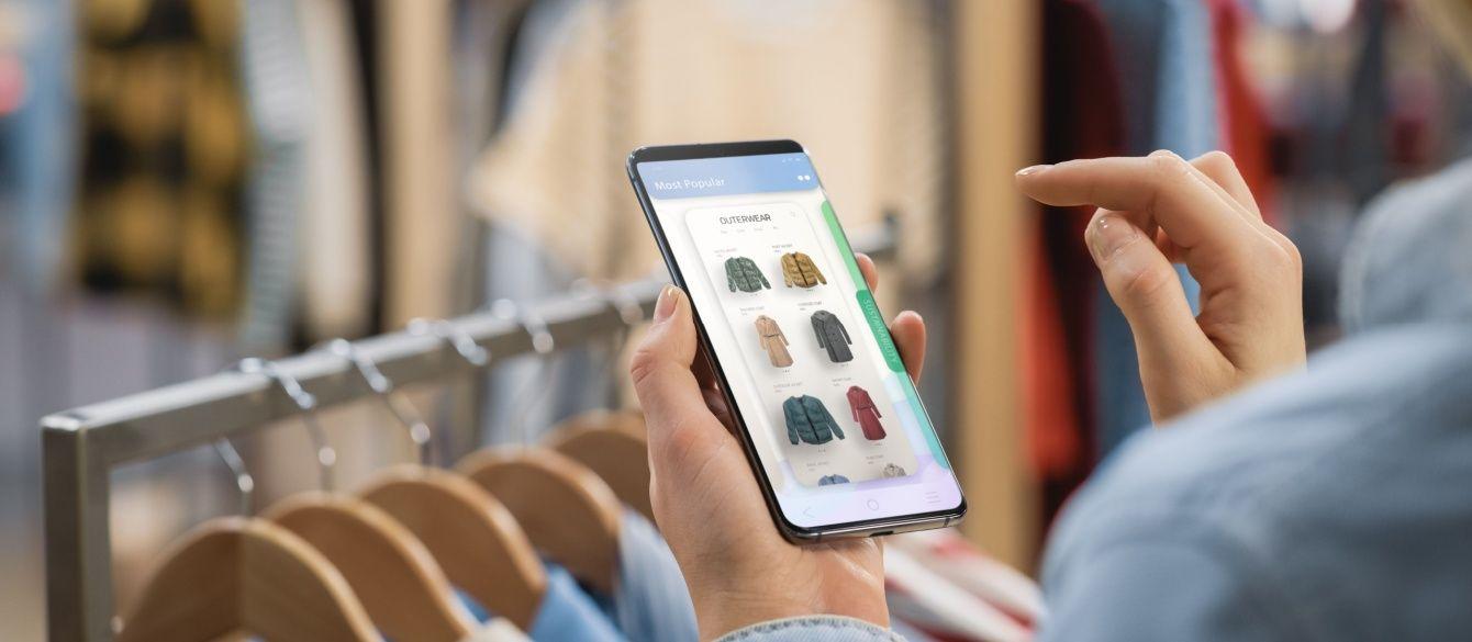 online user shopping for clothing on phone 